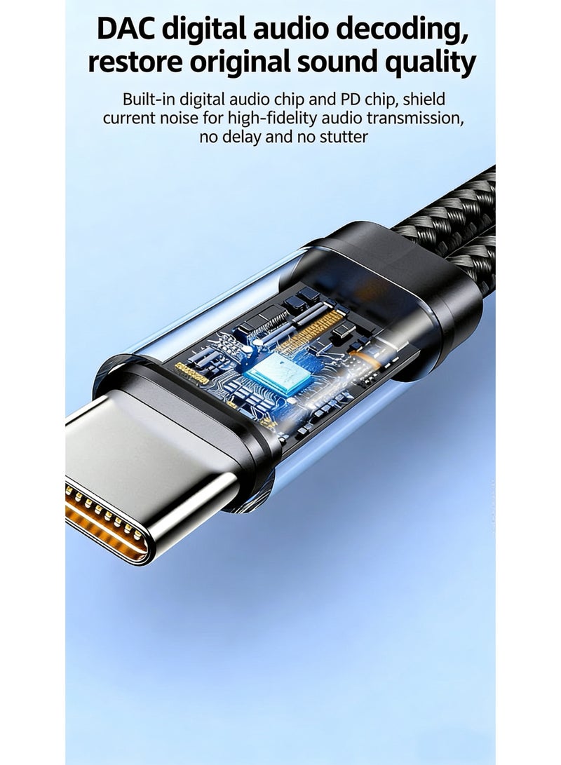 محول USB-C إلى سماعة رأس 3.5 مم وشاحن، منفذ شحن USB-C PD 3.0 2 في 1 إلى منفذ صوت Aux وكابل متعدد الوظائف للشحن السريع/المكالمات، متوافق مع Apple iPhone 15 والإصدارات الأحدث، Samsung Galaxy S21+ Ultra والإصدارات الأحدث - Image 3